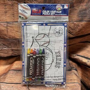 Texas Rangers MLB "Color Your Own" Crayon Puzzle Set Baseball New Sealed